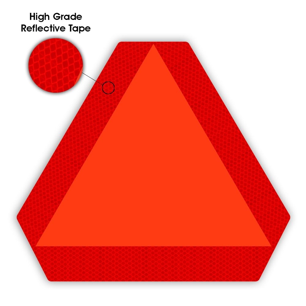 2 PACK SLOW MOVING VEHICLE SIGN 14×16 INCH REFLECTIVE PVC SAFETY TRIANGLE DECAL
