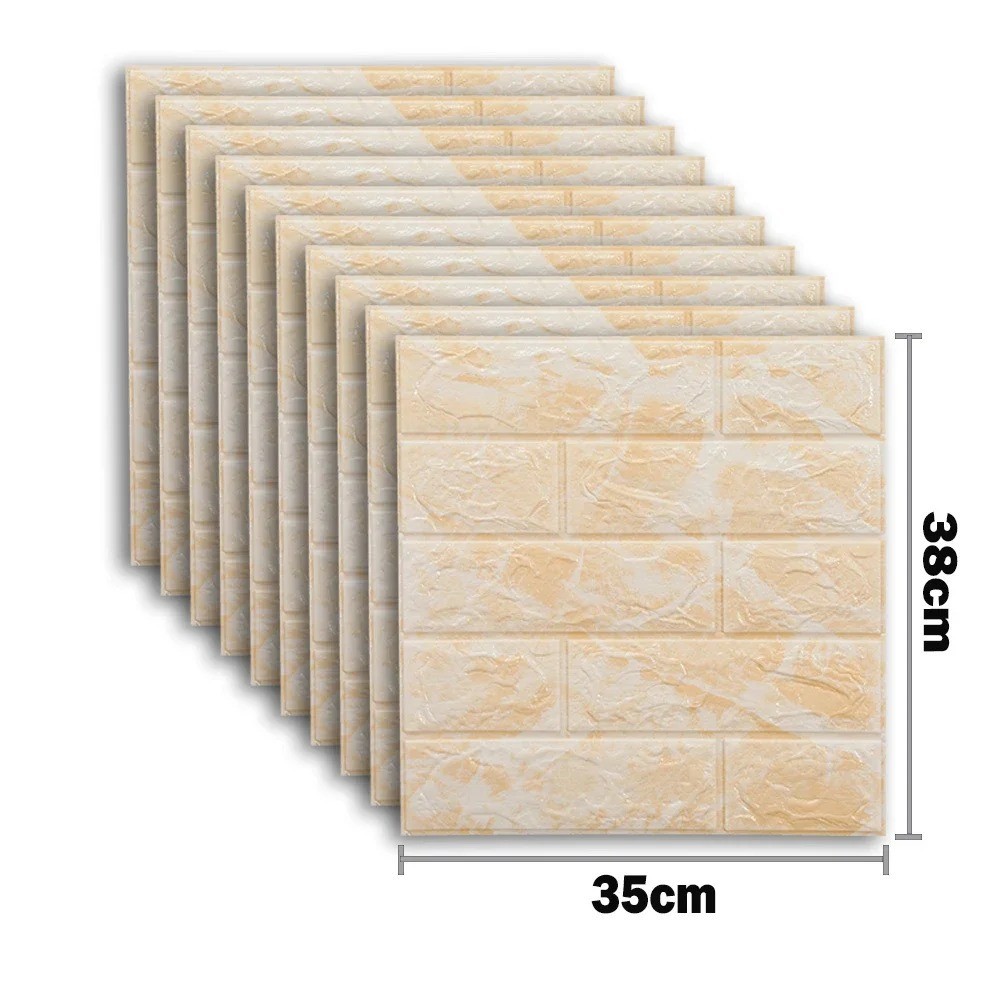 10pcs 3D Brick Pattern Wallpaper Self-Adhesive Waterproof Wall Sticker Panels
