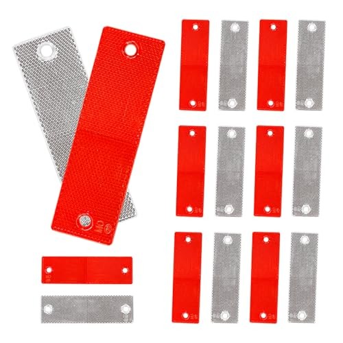 16 PCS Safety Trailer Reflectors Self Adhesive Reflector, Round ABS Rectangle