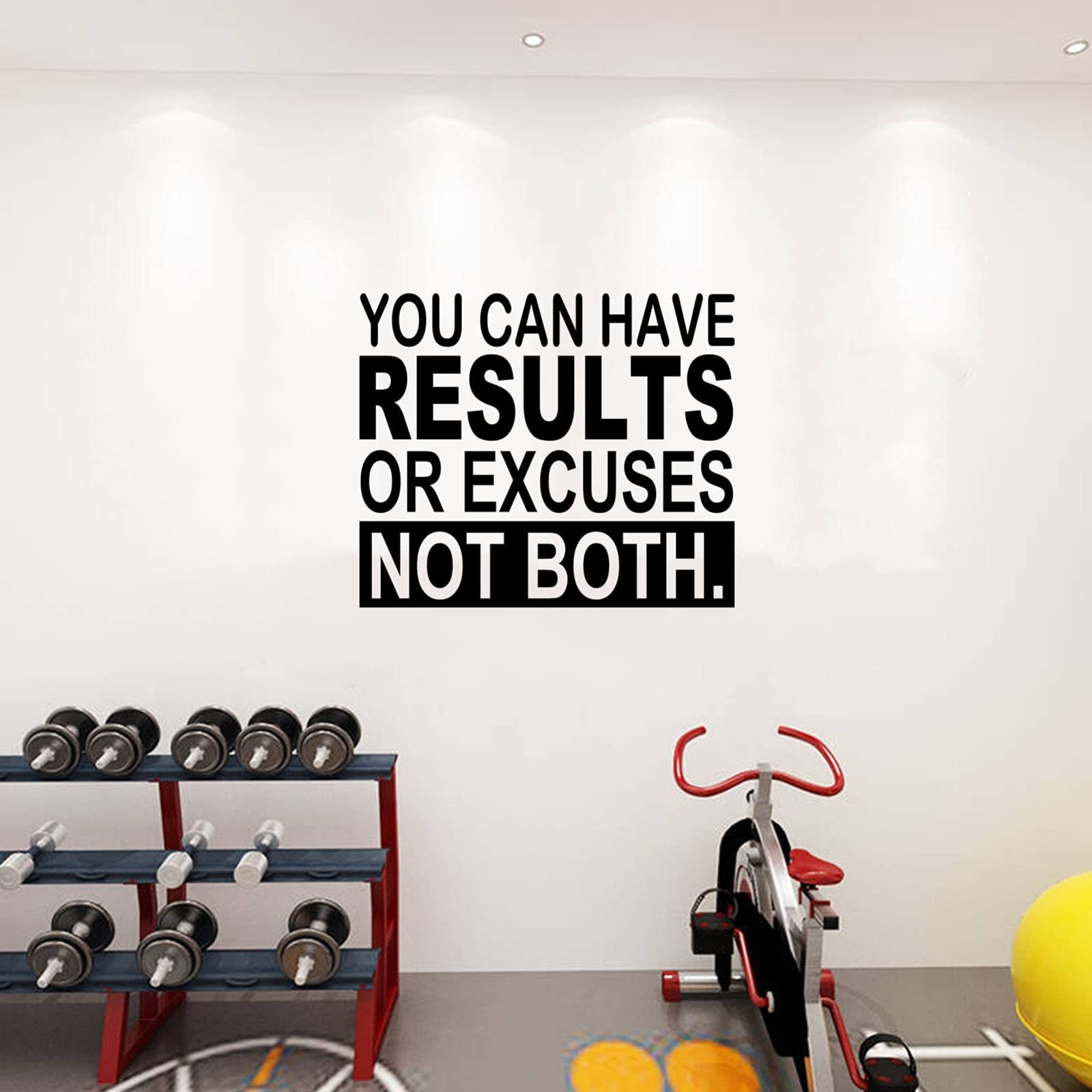 Inspirational Wall Art, Sports Workout Quote Decal, Easy Apply, Black