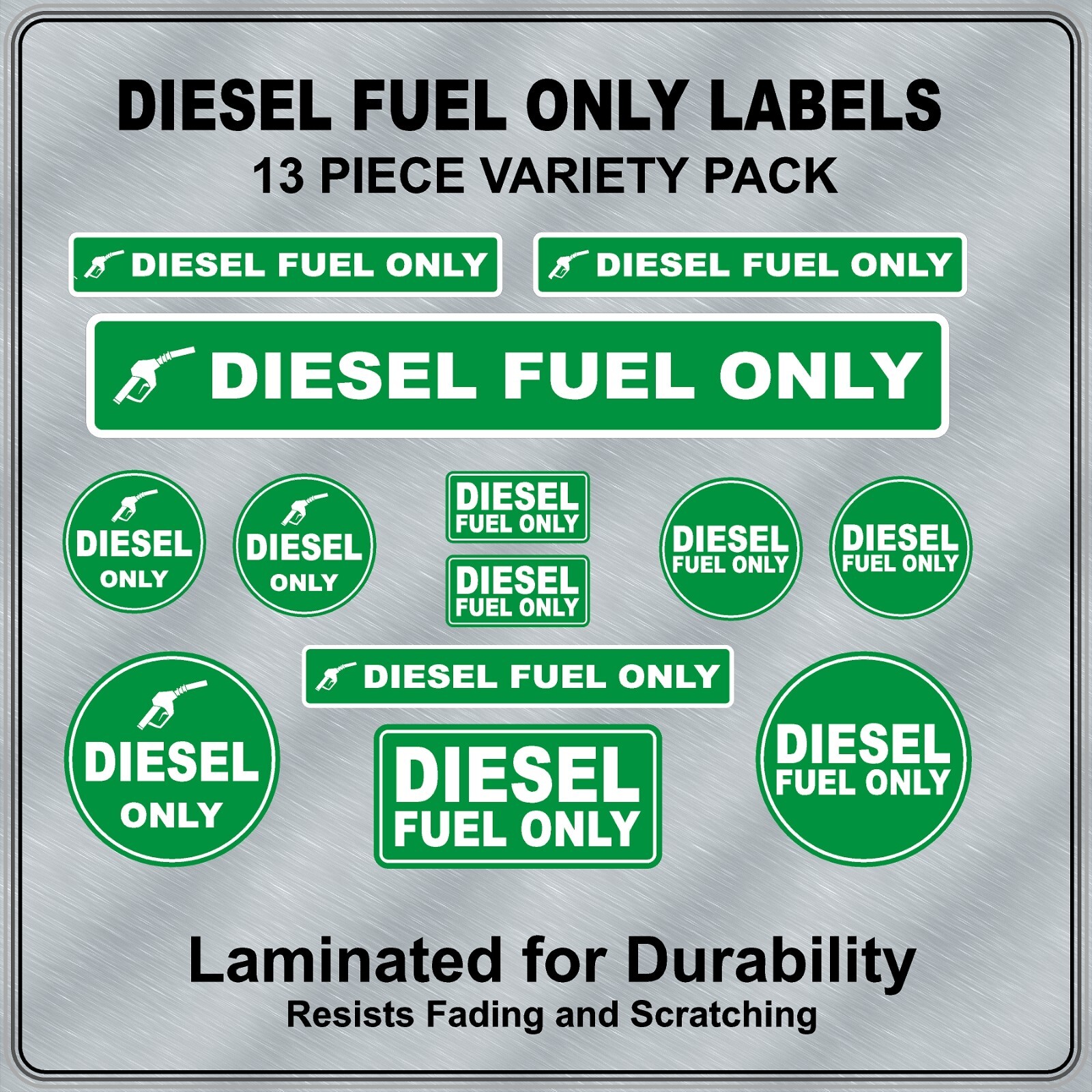 DIESEL FUEL ONLY Warning Labels 13 Piece Variety Pack High Quality Laminated