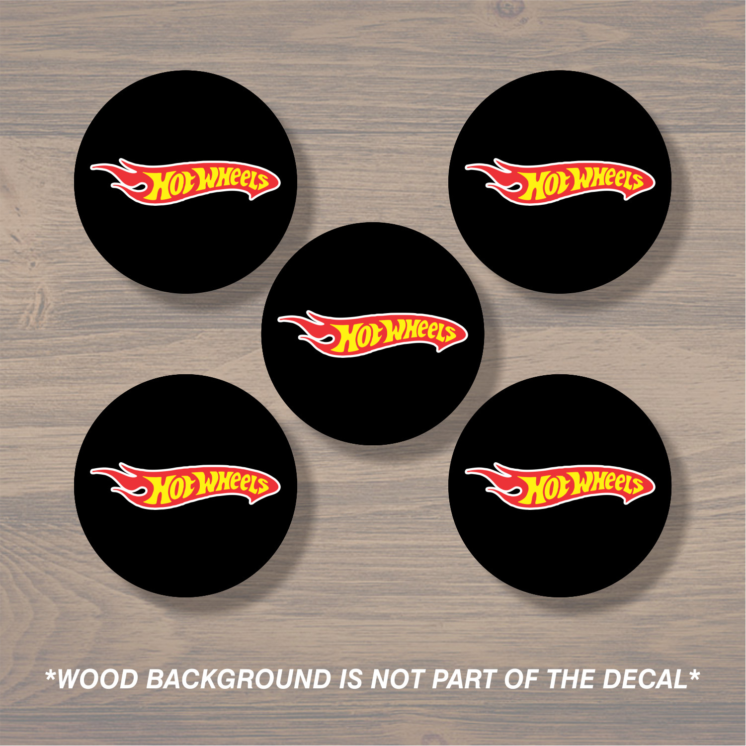 Hot Wheels Wheel Center Cap Overlay x5, Vinyl Decal Sticker