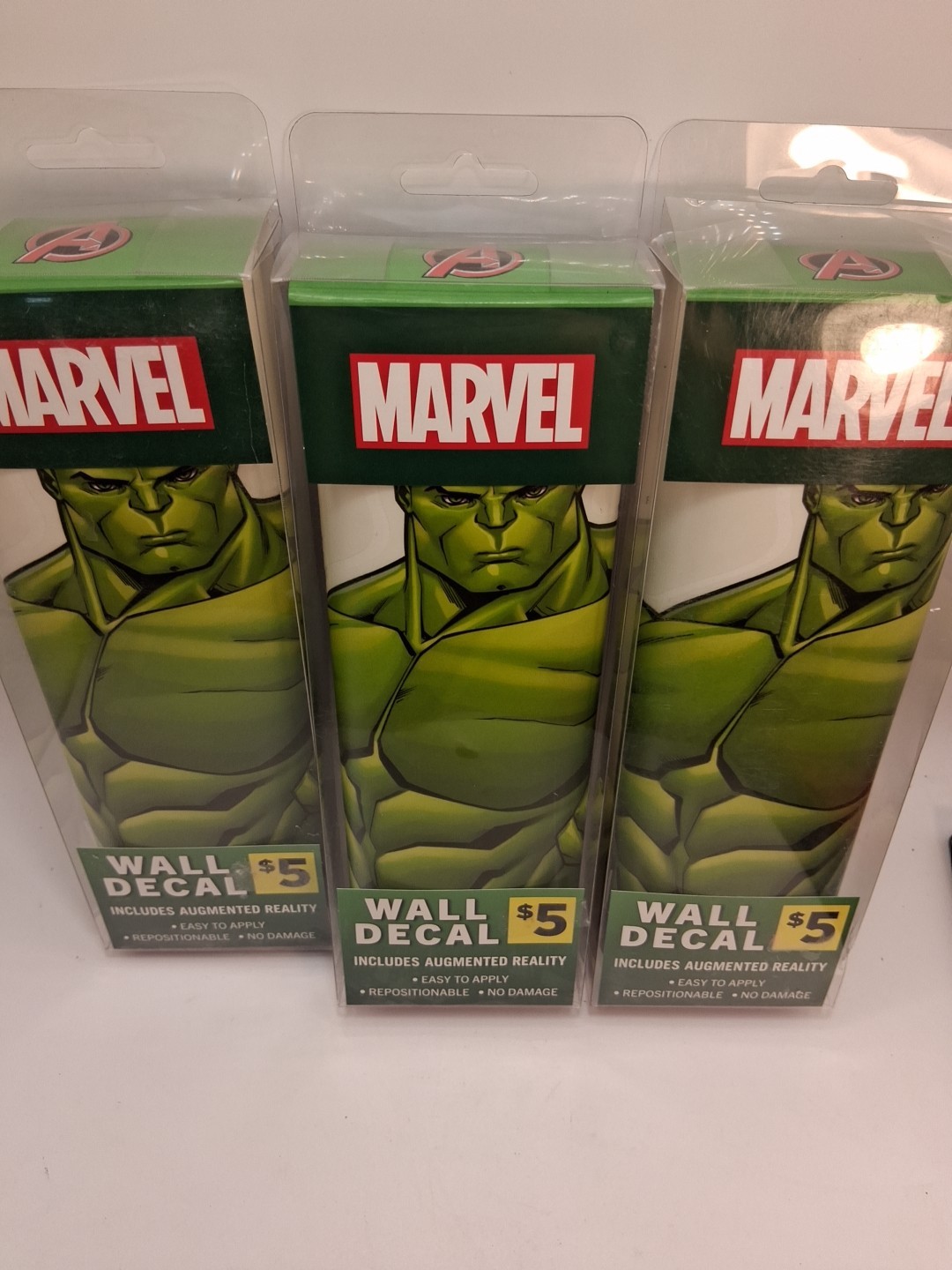 Marvel Hulk Wall Decal Augmented Reality Action Reusable Peel Stick NEW Lot Of 3