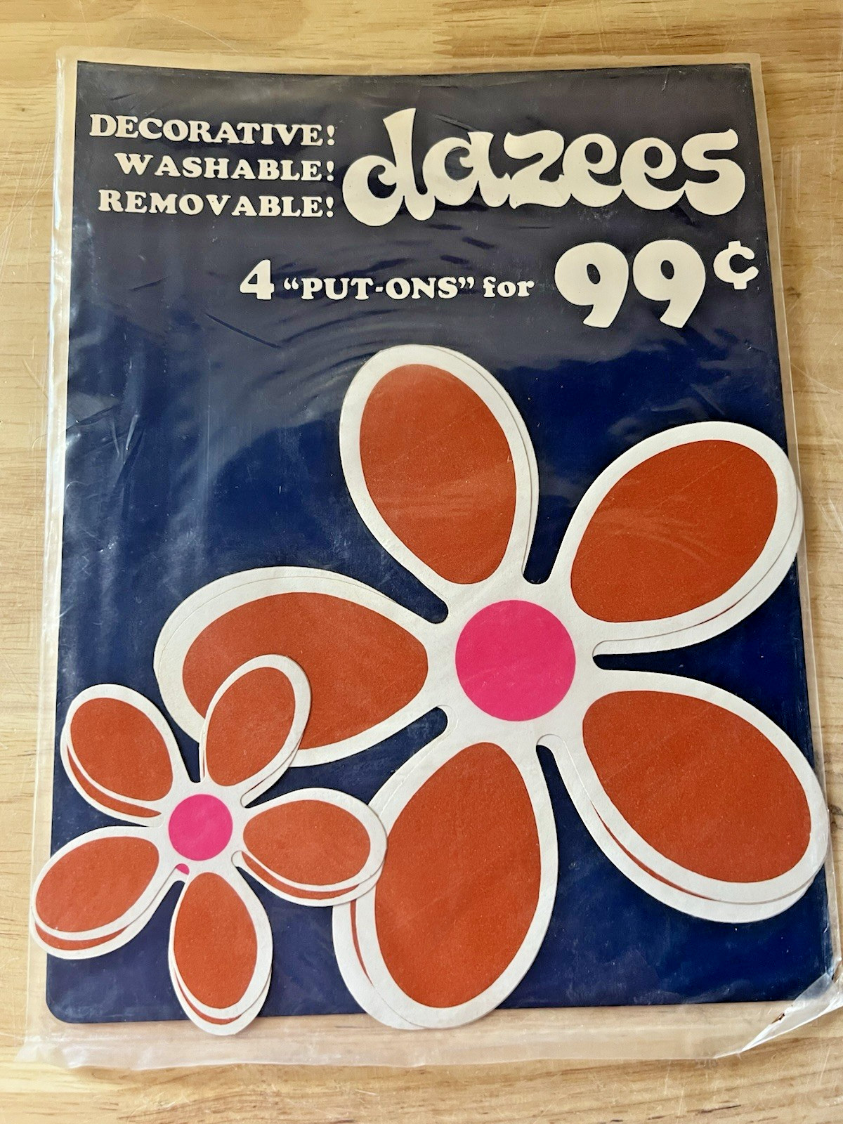 Vintage NOS 1968 Dazee Flower "Put Ons" Orange and Pink Flower