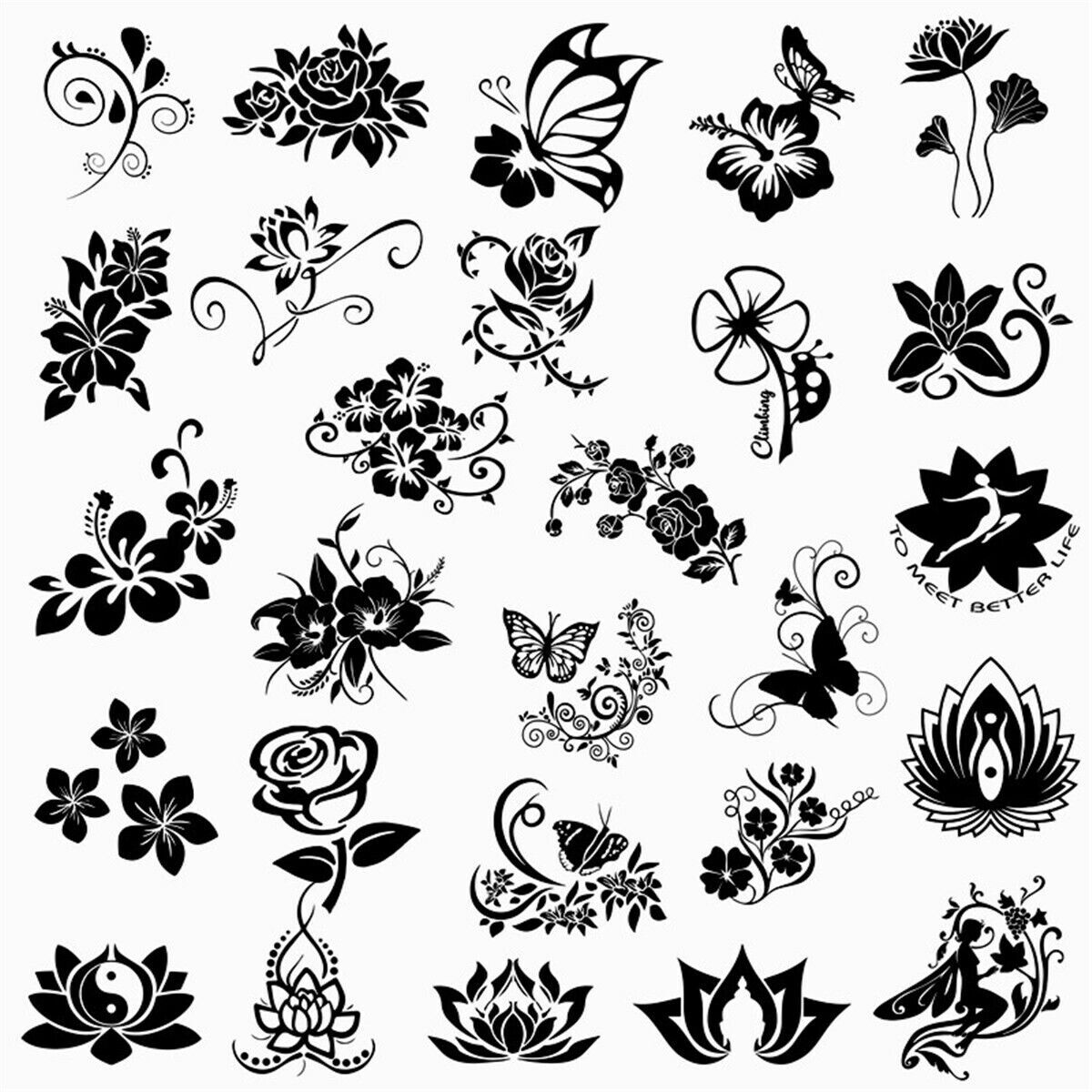 1pcs Flowers Butterfly Wall Stickers Car Window Door Laptop Art Vinyl Decal