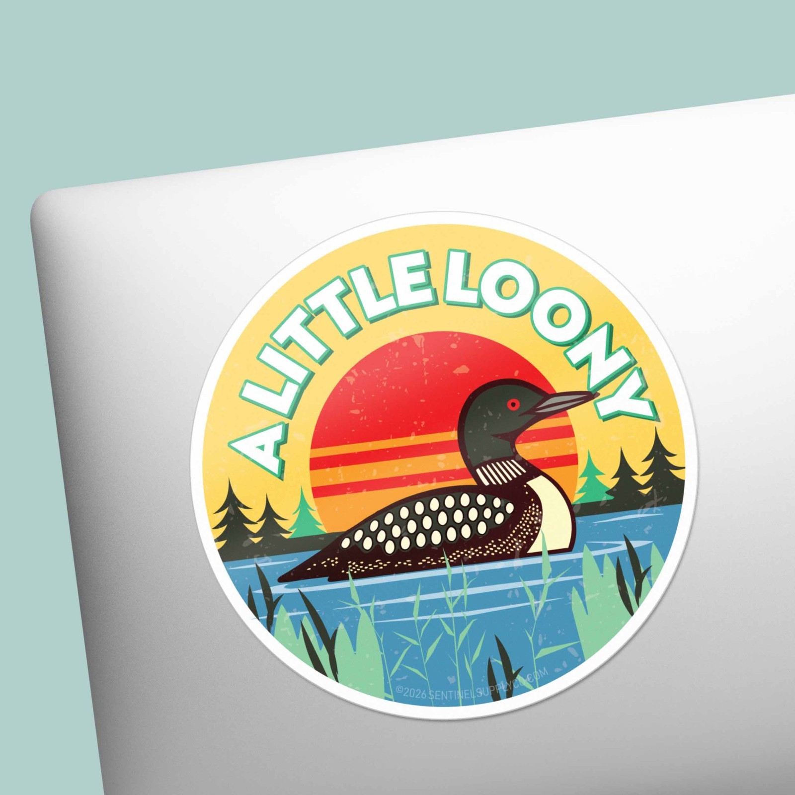 A Little Loony Birdwatching Sticker – Midwest Lake Bird Decal for Water Bottle