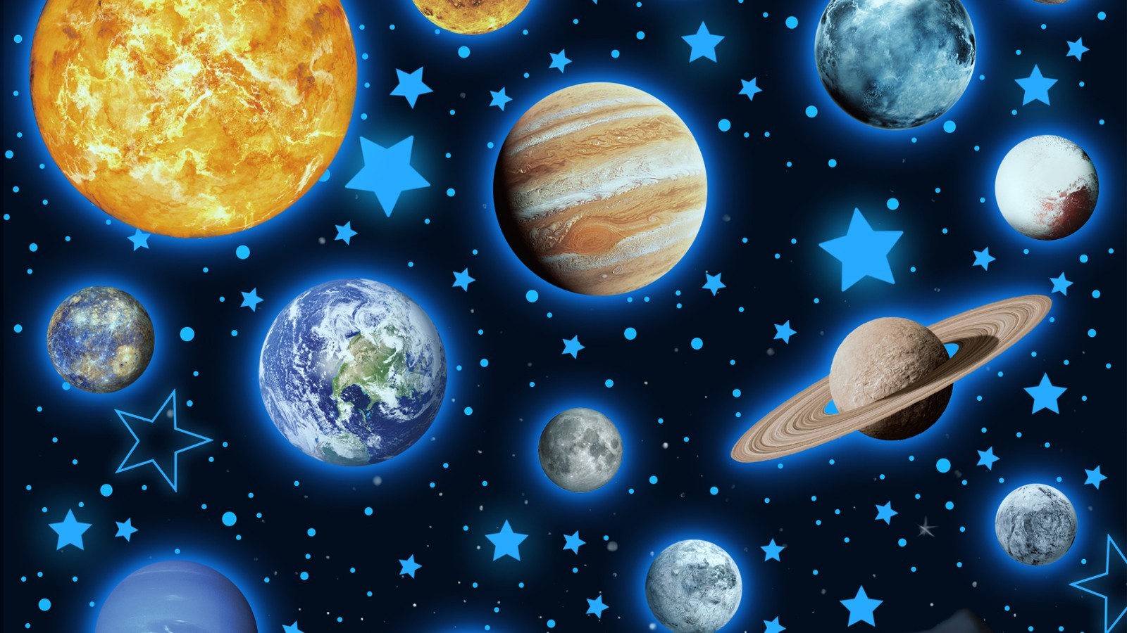 Glow in the Dark Solar System Wall Decals 780 Pcs Stars Planets Ceiling