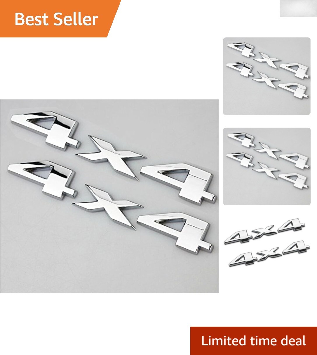 Universal 3D Chrome Emblem Stickers – 2 Pack for 4×4 Vehicle Customization