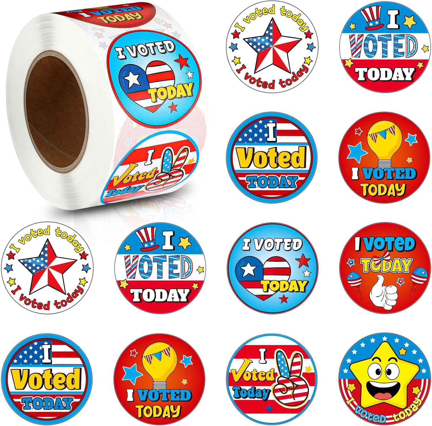 1 Roll I Voted Stickers 2026 for Kids 1.5 Inch round Self-Adhesive Labels