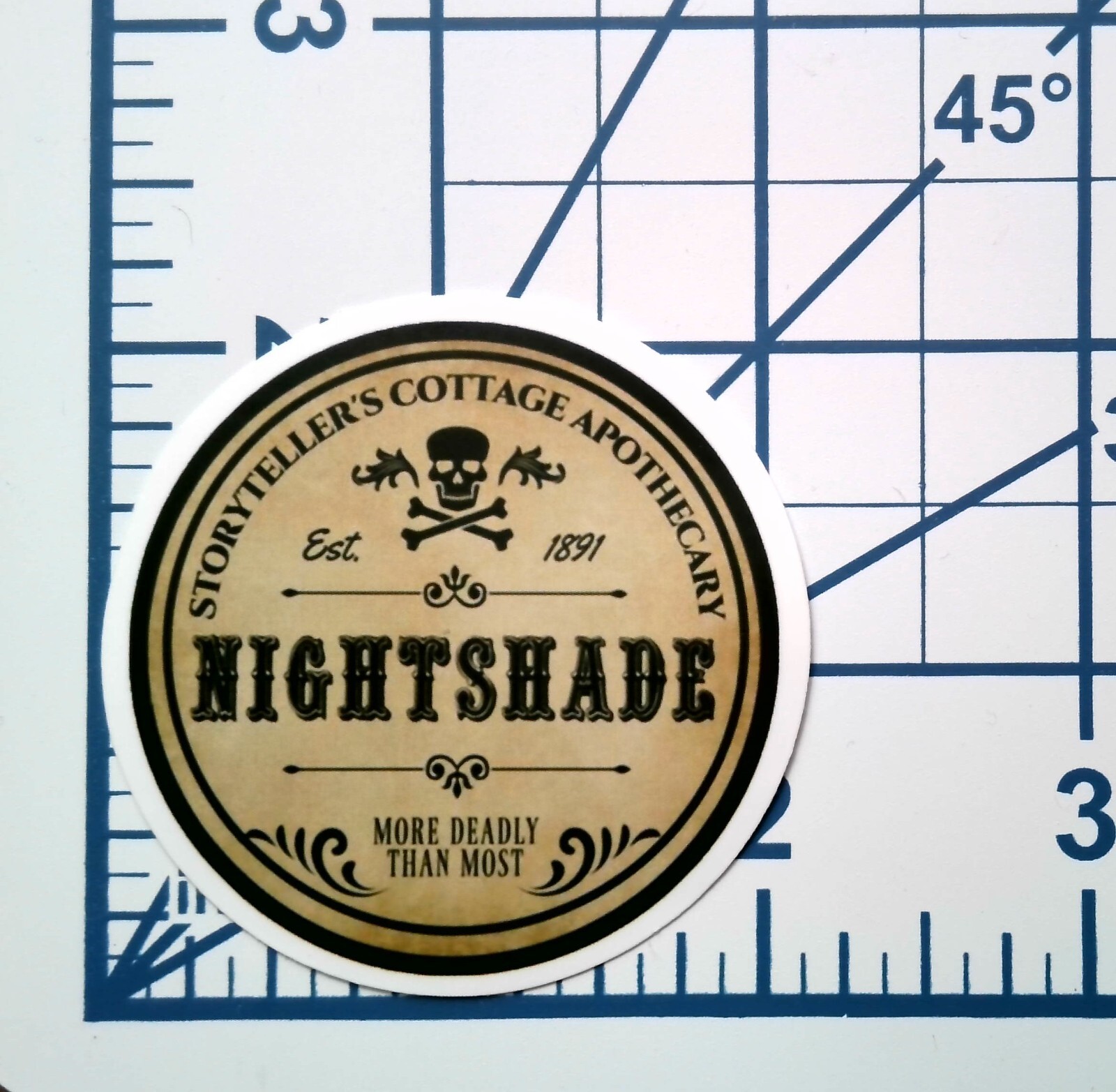Nightshade Apothecary Label Skull Vinyl Sticker Die Cut Journal Scrapbook Gift