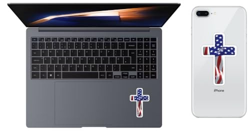 04 Small American Flag and Christian Cross Decal Stickers US Patriotic