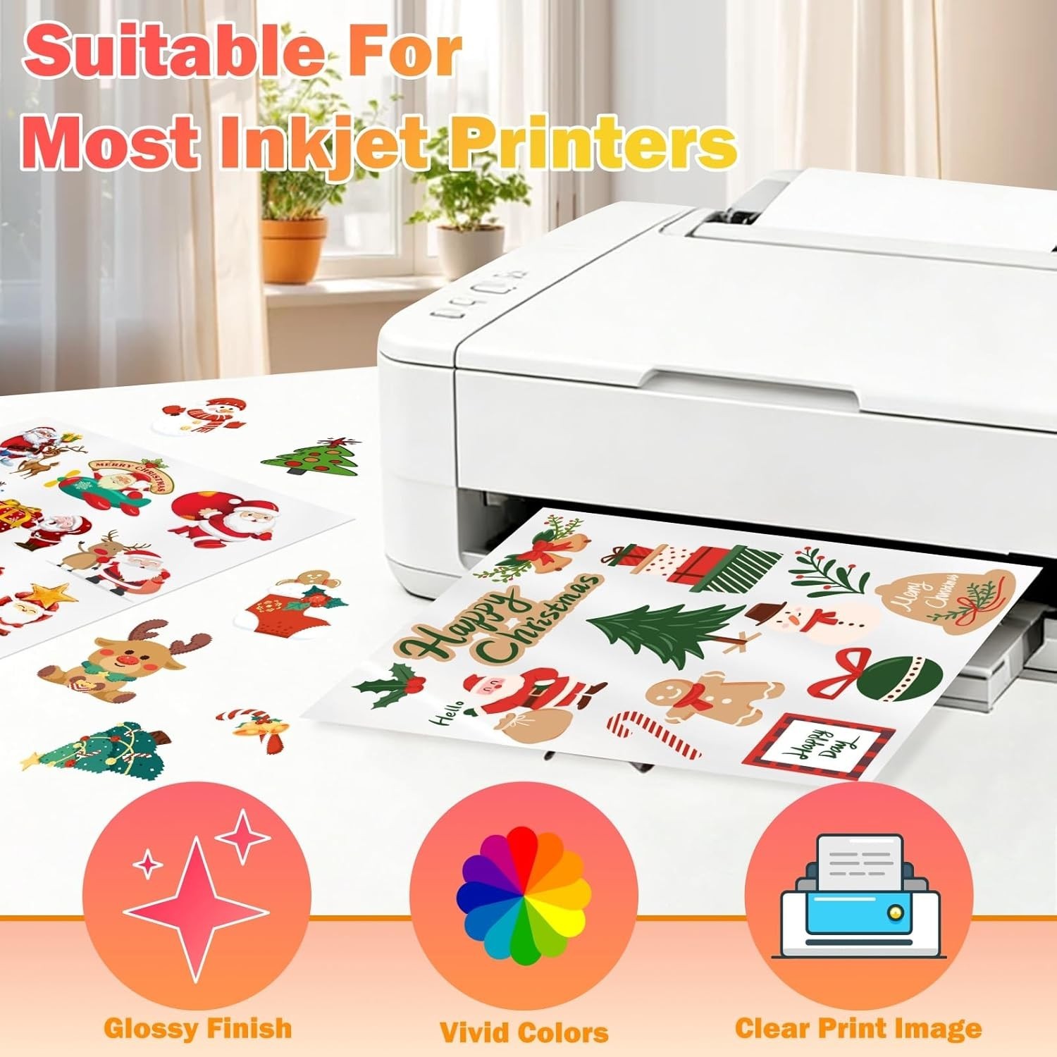 30 Sheets Printable Vinyl Sticker, Vinyl Glossy White Waterproof Sticker,Sui…