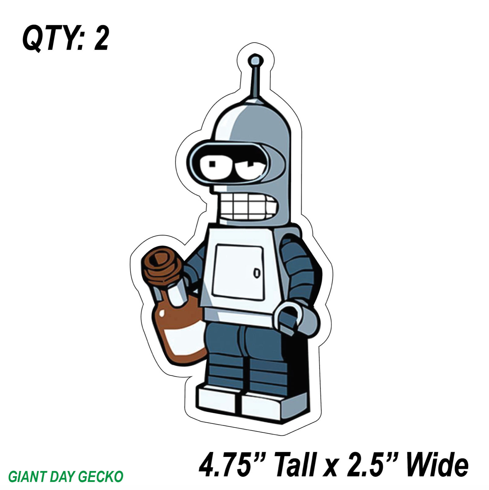 (2) TWO Bender Futurama Fry Decal Stickers Car Adult Sticker Swim Cartoon New