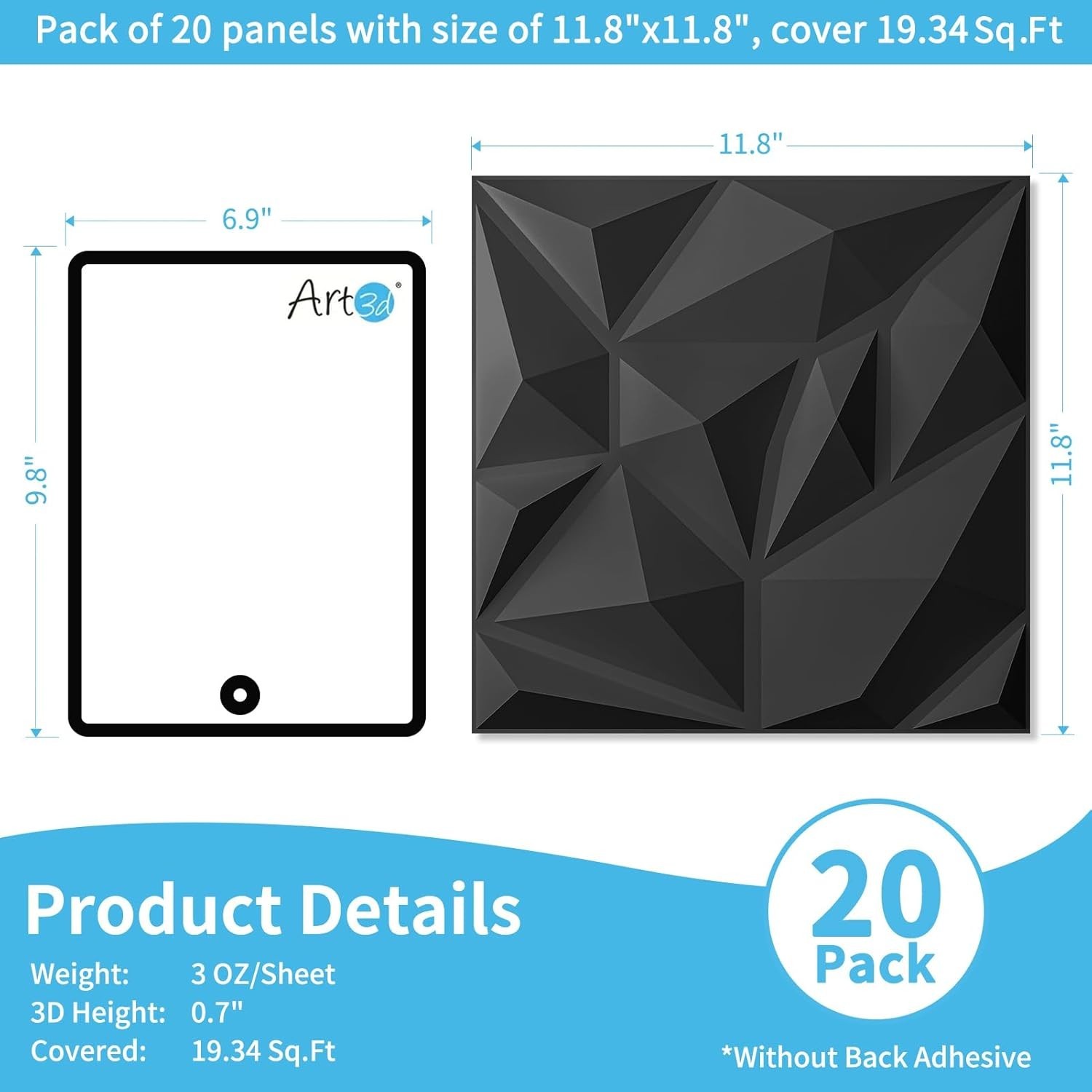 20 Pack Decorative 3D Wall Panels for Interior Wall Decor Living Room, 11.8"x…