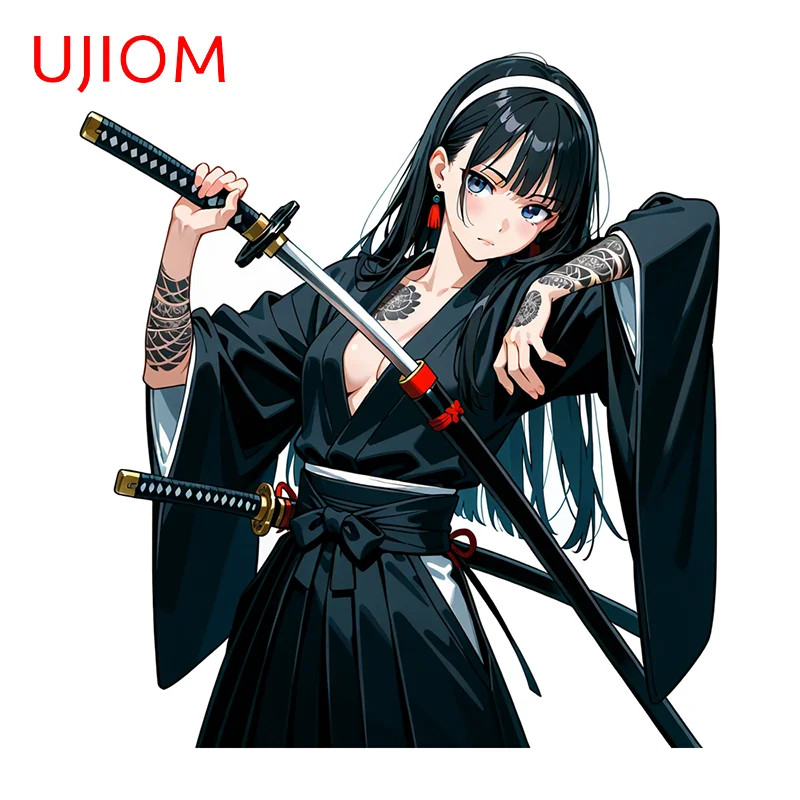 UJIOM Female Samurai Graphics Wall Sticker Exquisite Fashionable Hood SUV Decal