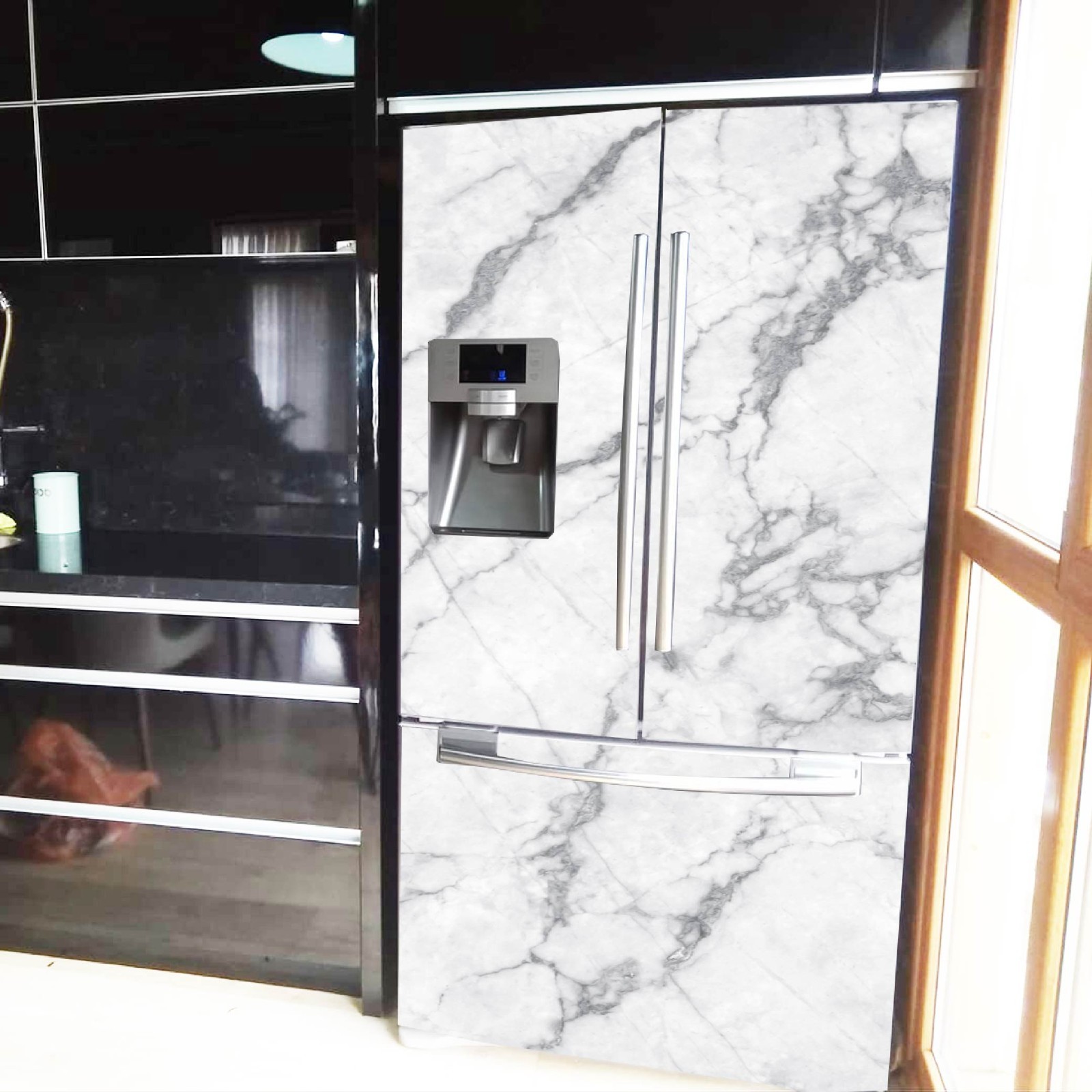 Peel and Stick Fridge Wrap Vinyl Refrigerator Cover 32" x 78.7" (81x200cm)