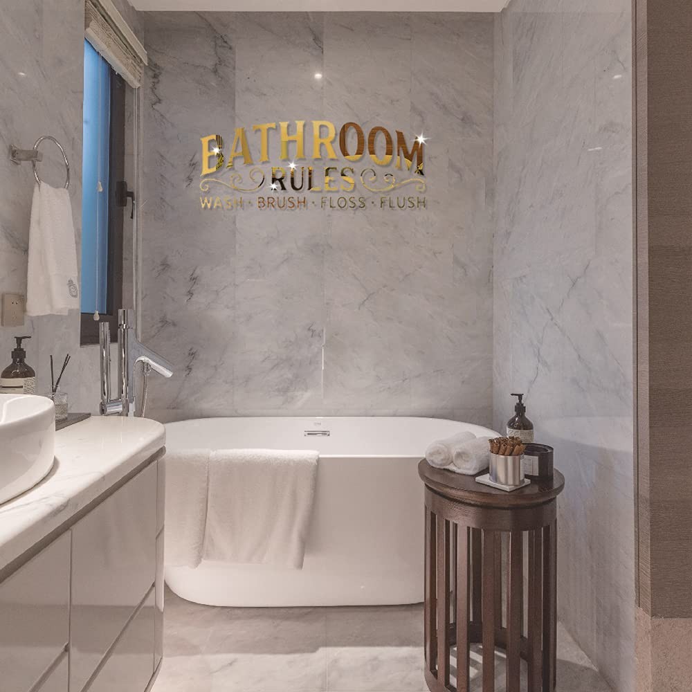 3D Acrylic Mirror Bathroom Wall Sticker, Mirror Wall Decals, Gold