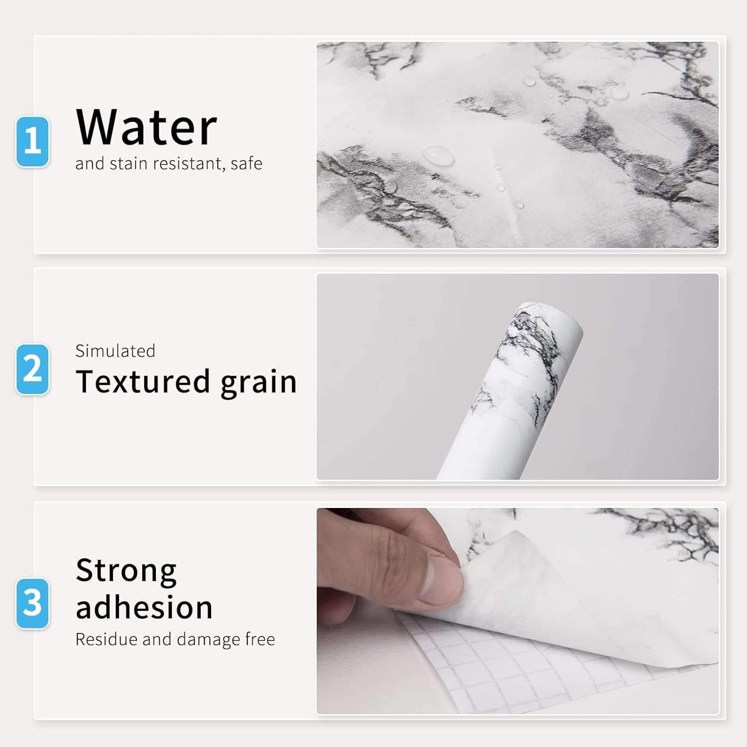 Durable Marble Contact Wallpaper 15.8 Inch by 120 Inch for Creative Projects