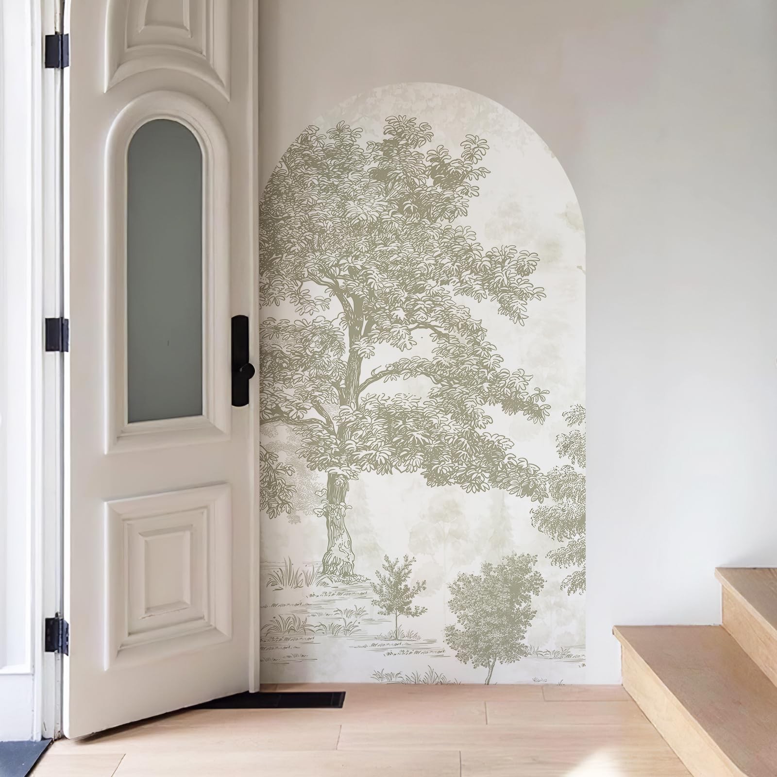 Large Arch Wall Decal Vintage Forest Wall Decal 63"x 34.6" Peel and Stick Bei…