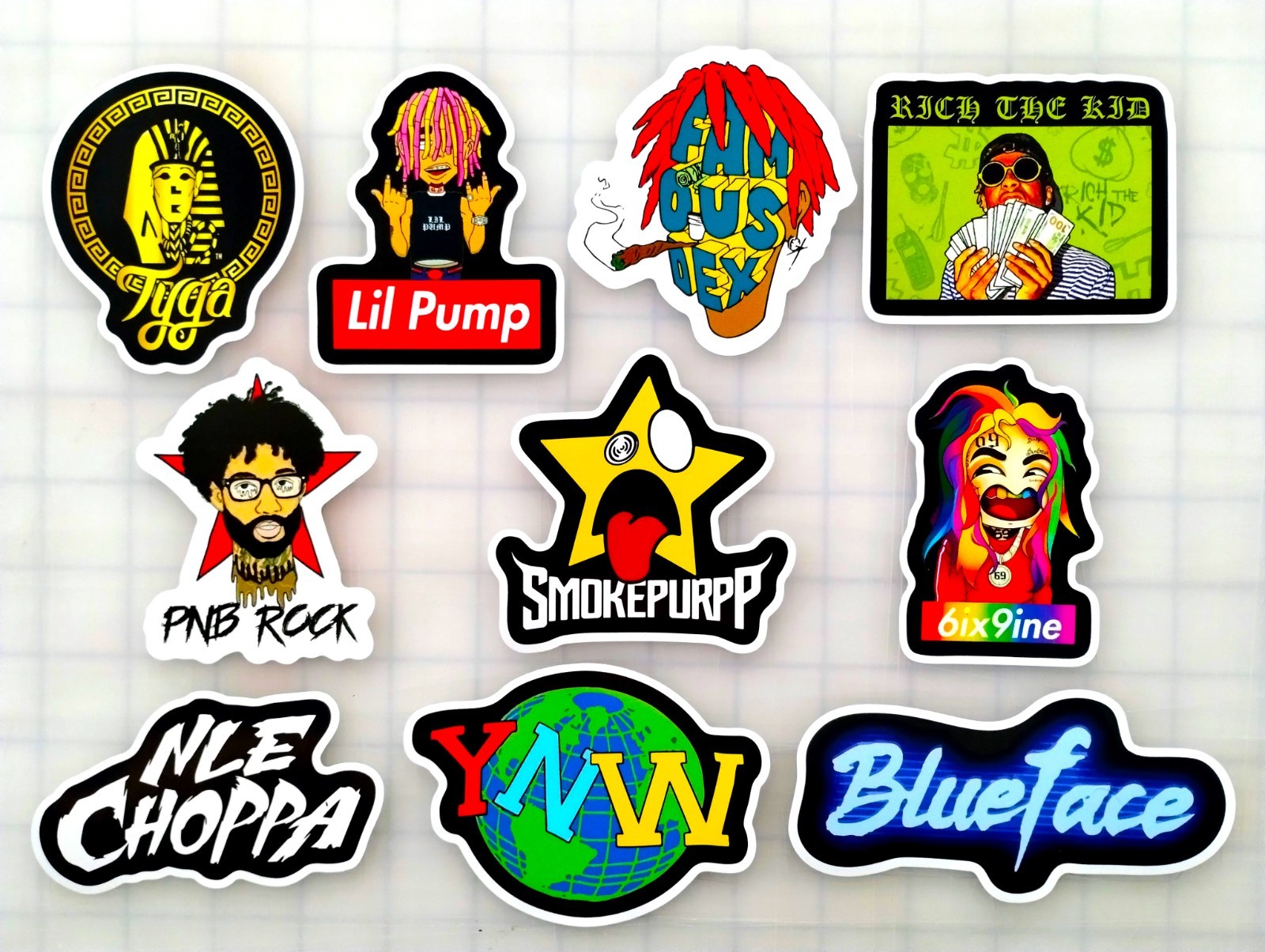 Modern Hip-Hop Vinyl Sticker Lot (10 Pack) SET 8 lil pump 6ix9ine smokepurp rap