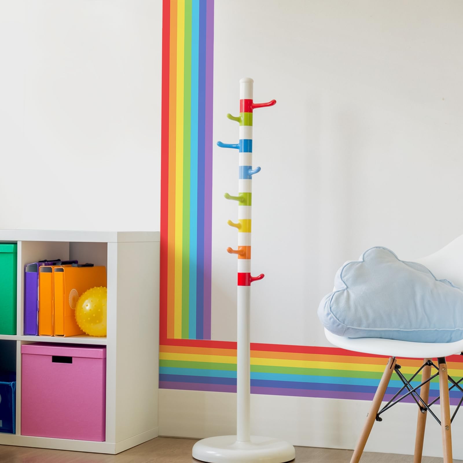 Large Rainbow Wall Decals Corner Line Floor Sticker Colorful Bold Rainbow Wal…
