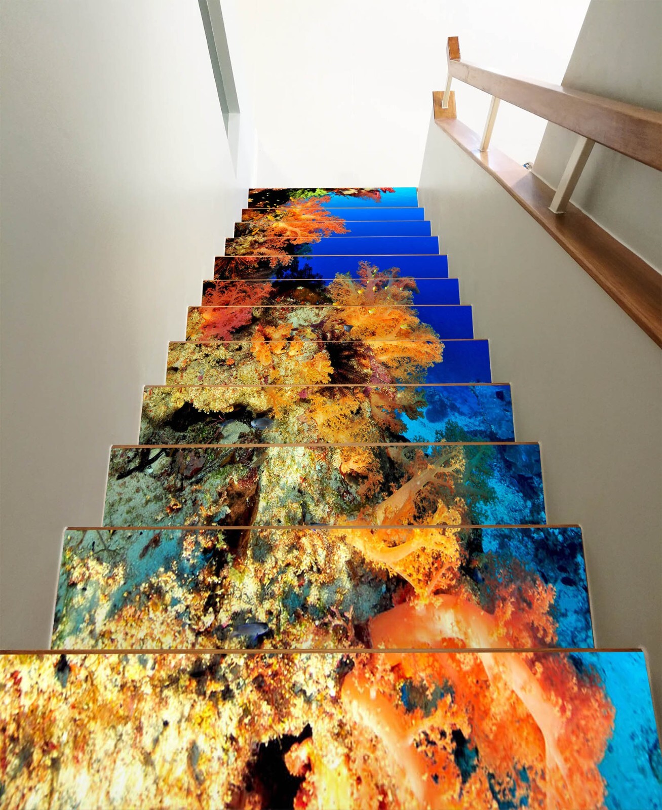 3D Elegant Corals W138 Stairs Risers Decoration Photo Mural Vinyl Wallpaper Vera