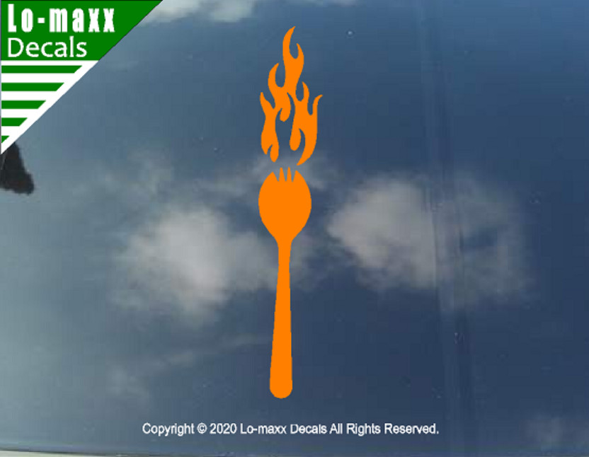 Flaming Spork Original Art High Quality Various Colors Sizes Die Cut Vinyl Decal