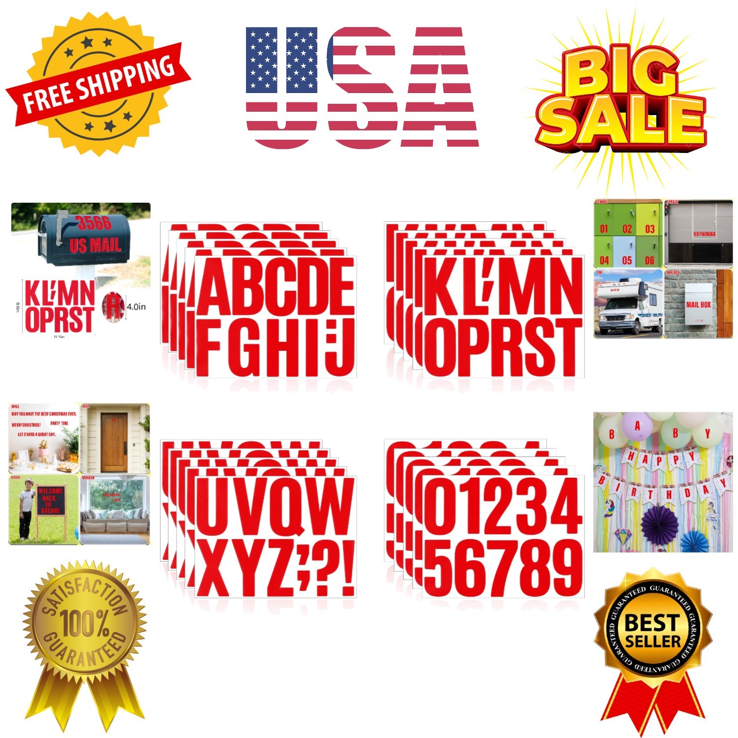 220 Pcs 20 Sheets Letter Stickers,Self Adhesive Waterproof 4 Inch Mailbox Num…