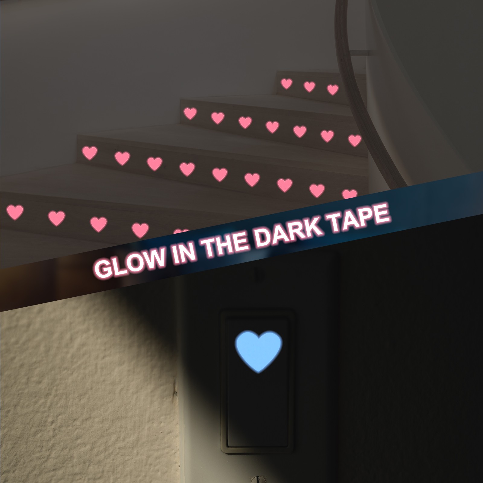 84 Pcs Glow in the Dark Heart Stickers, Heart Luminous Decor, Blue