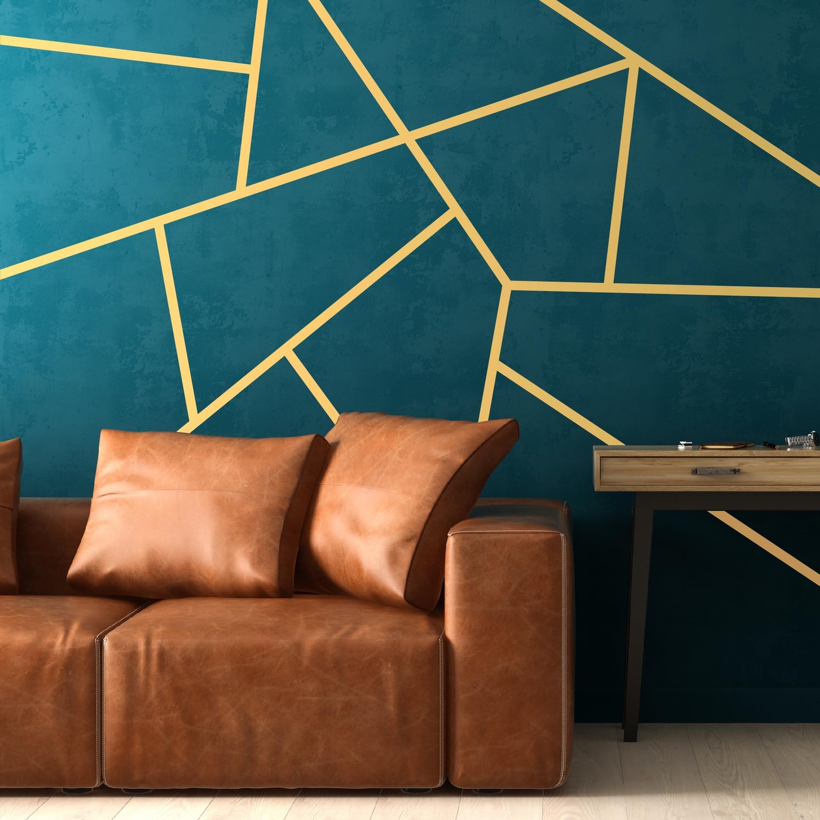 Metalic Gold Large Vinyl Modern Line Wall Decals, Peel and Stick Removable Ge…
