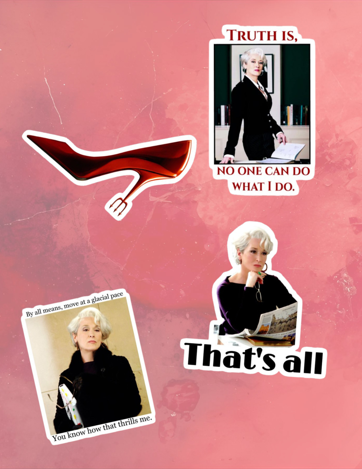 The Devil Wears Prada 2000's Movie 4pc Sticker Pack