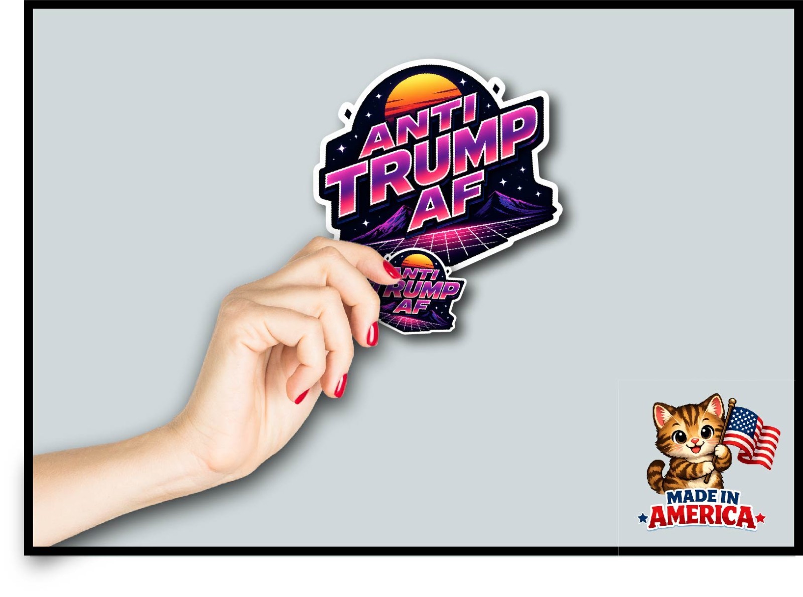 Anti Trump AF Decal Sticker Retro No Kings Political Protest MAGA Sunset 25 USA