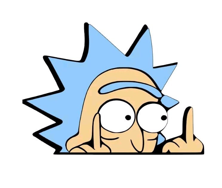 Rick & Morty Multi Layer Vinyl Sticker "4.5×5" Cartoon Middle Finger Rick Only!