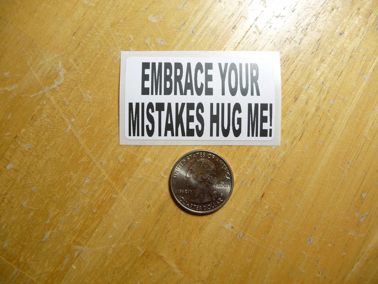 EMBRACE YOUR MISTAKES HUG ME STICKER DECAL 1 – 50 BULK PACK FUNNY JOKE PRANK