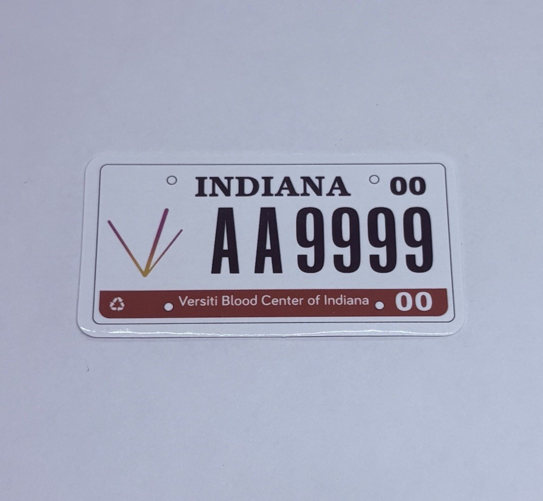 Indiana License Plate Sticker Versiti Blood Center Art Decal Vinyl Souvenir Tc6