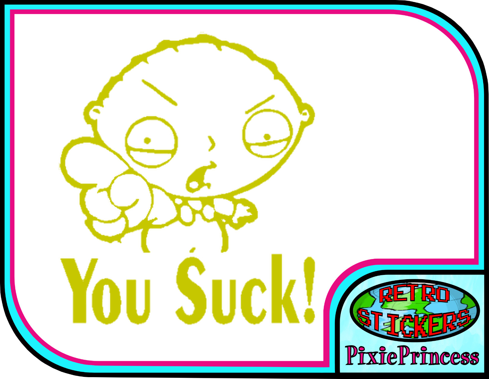 Family Guy Stewie A Vinyl Sticker Funny Car Bike Van Window Wall Poster Cartoon