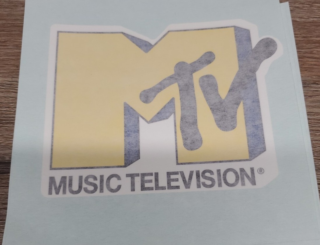 New MTV Vinyl Sticker Music Television 80's 90's 4" X 5.25" Yellow/Blue
