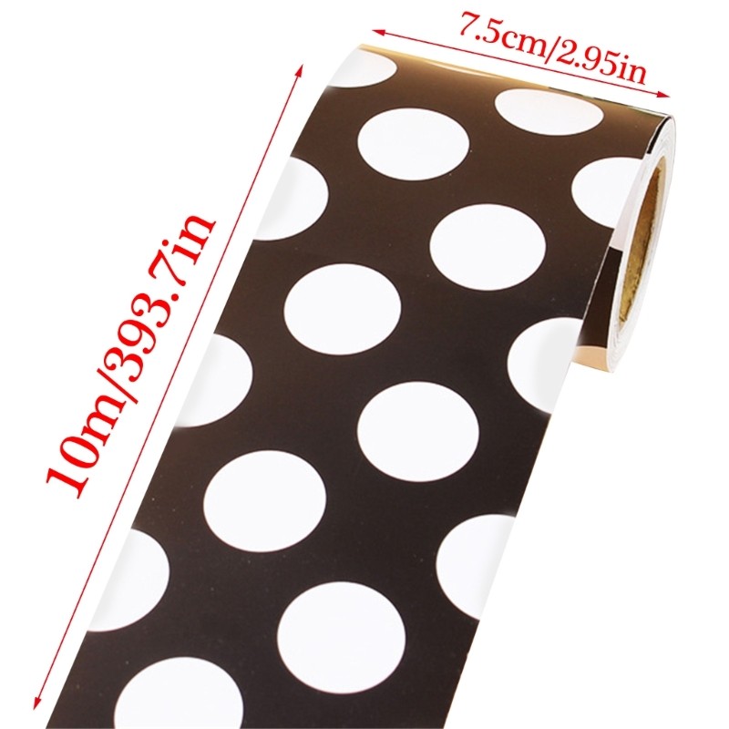 White Black Dots Border Trim 32.8ft for Classroom Notice Board Chalkboard
