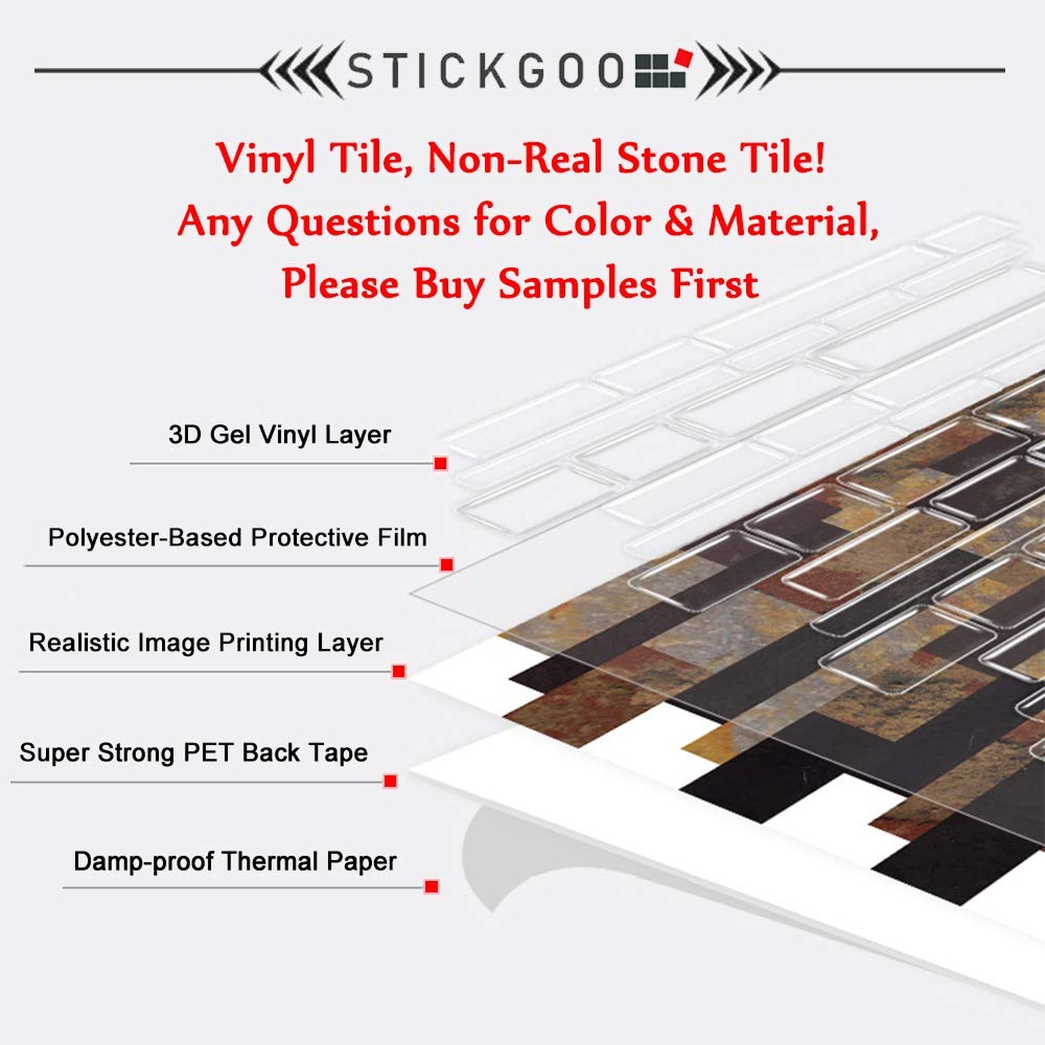 STICKGOO Peel and Stick Subway Tile, Stick on Tiles Backsplash for Kitchen & …