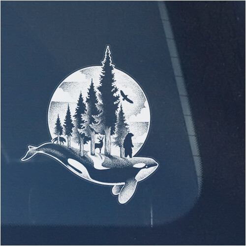 BEAR, WOLF, DEER, ORCA WHALE CLEAR VINYL DECAL STICKER FOR CAR OR TRUCK WINDOW
