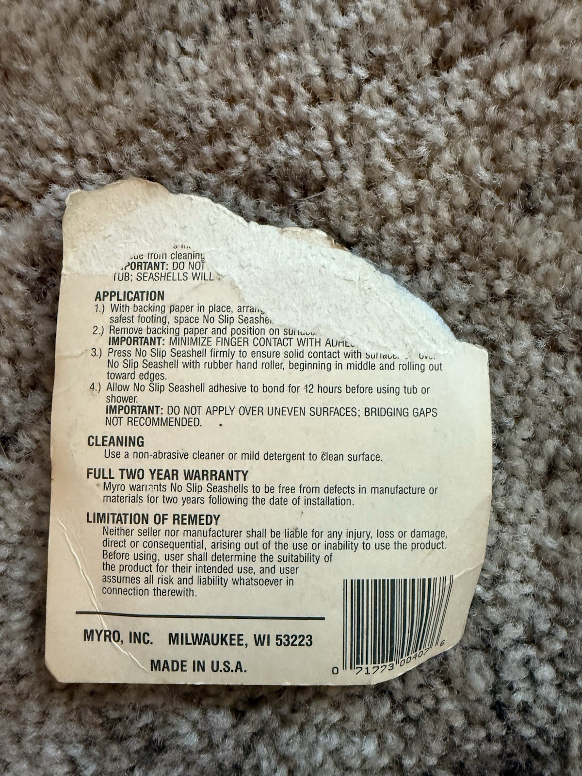Unopened Early 1990s Self Adhesive Seashells for wall or floor