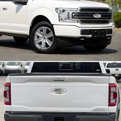 2PCS 9 Inch Front Grille Rear Tailgate Emblem Compatible with 04-14 9in Silver