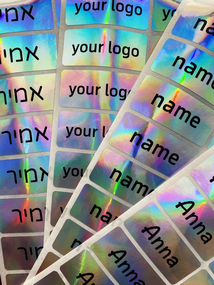 30pcs 1.8×0.7in Holographic Name stickers laser label logo/kid/Manicure/business