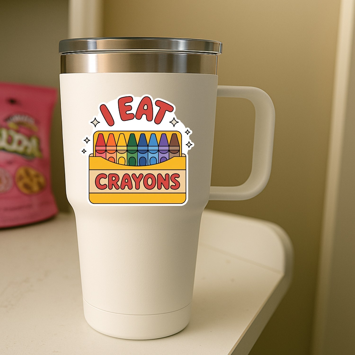 I Eat Crayons Sticker 4-Pack: Funny Mental Health Meme Decals