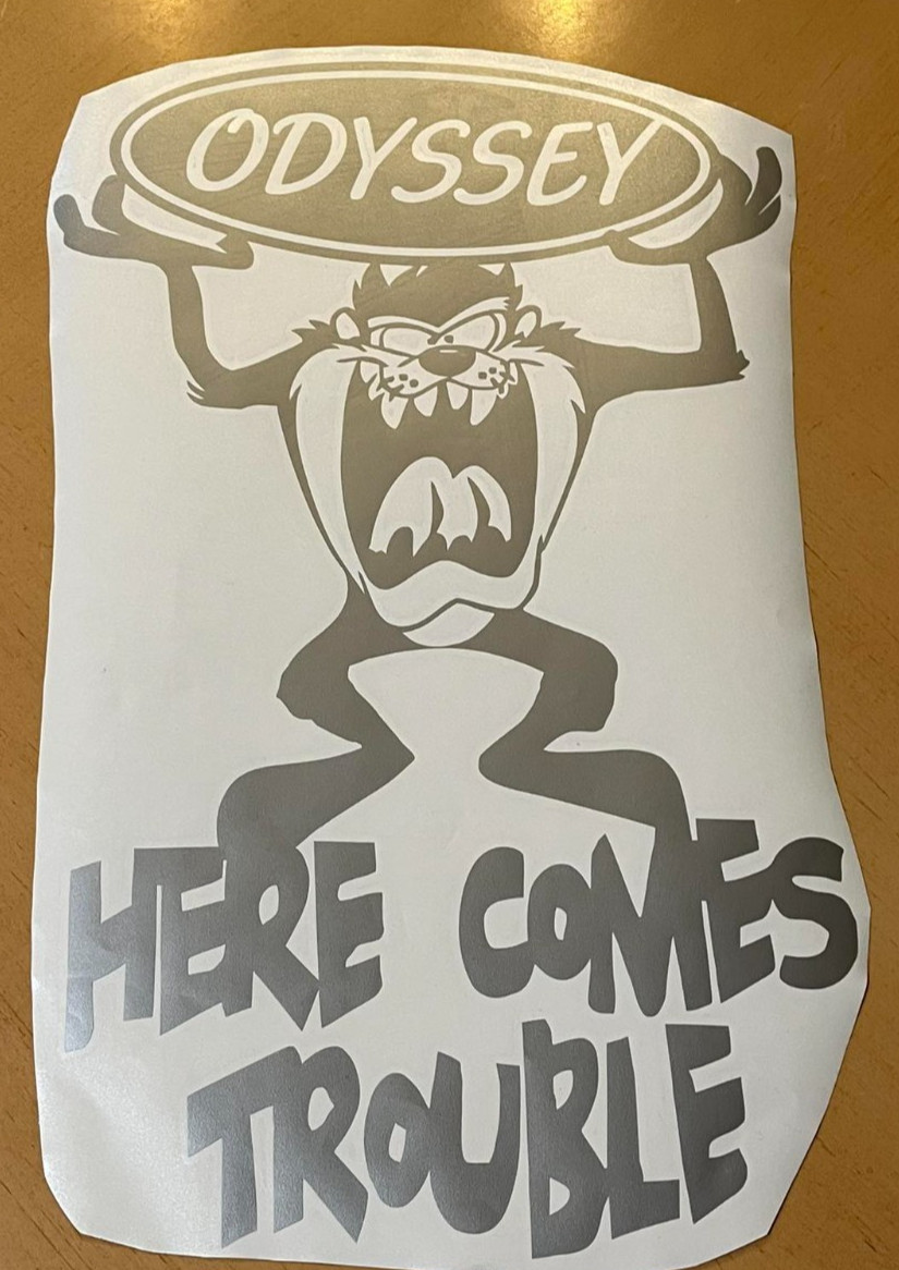 Taz Tazmanian Here comes trouble Car Auto H Devil Die cut vinyl decal sticker