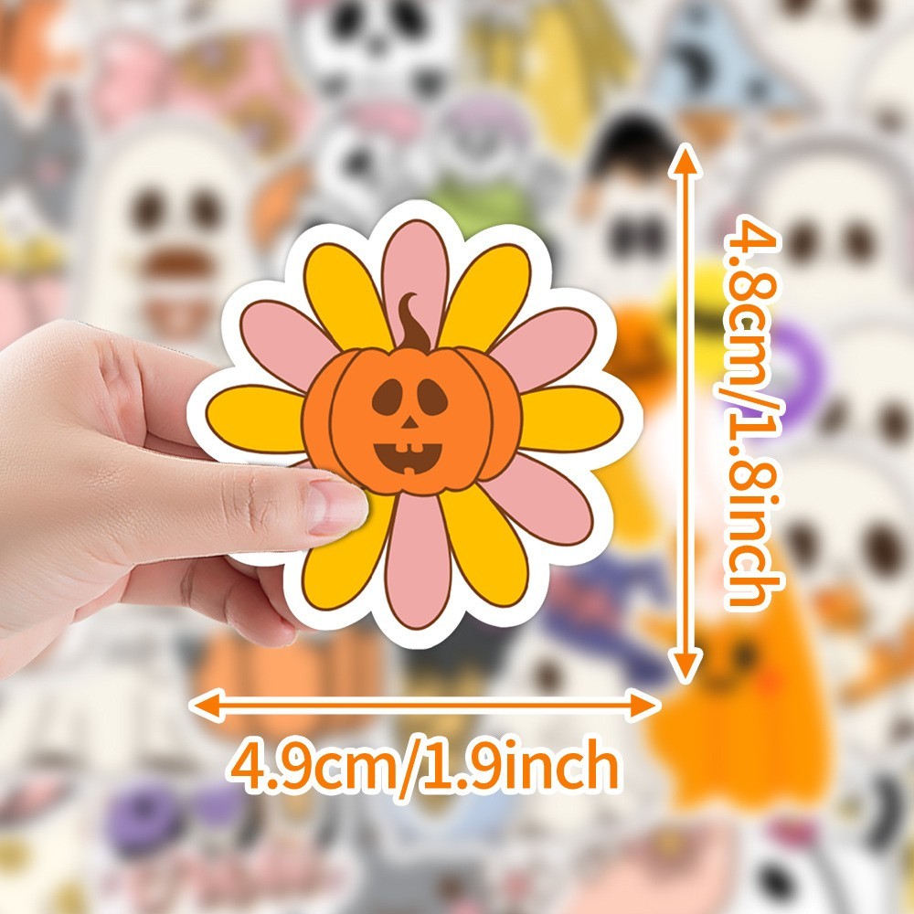 50pcs Waterproof Vinyl Stickers Halloween Little Ghost Pumpkin Phone Car Window