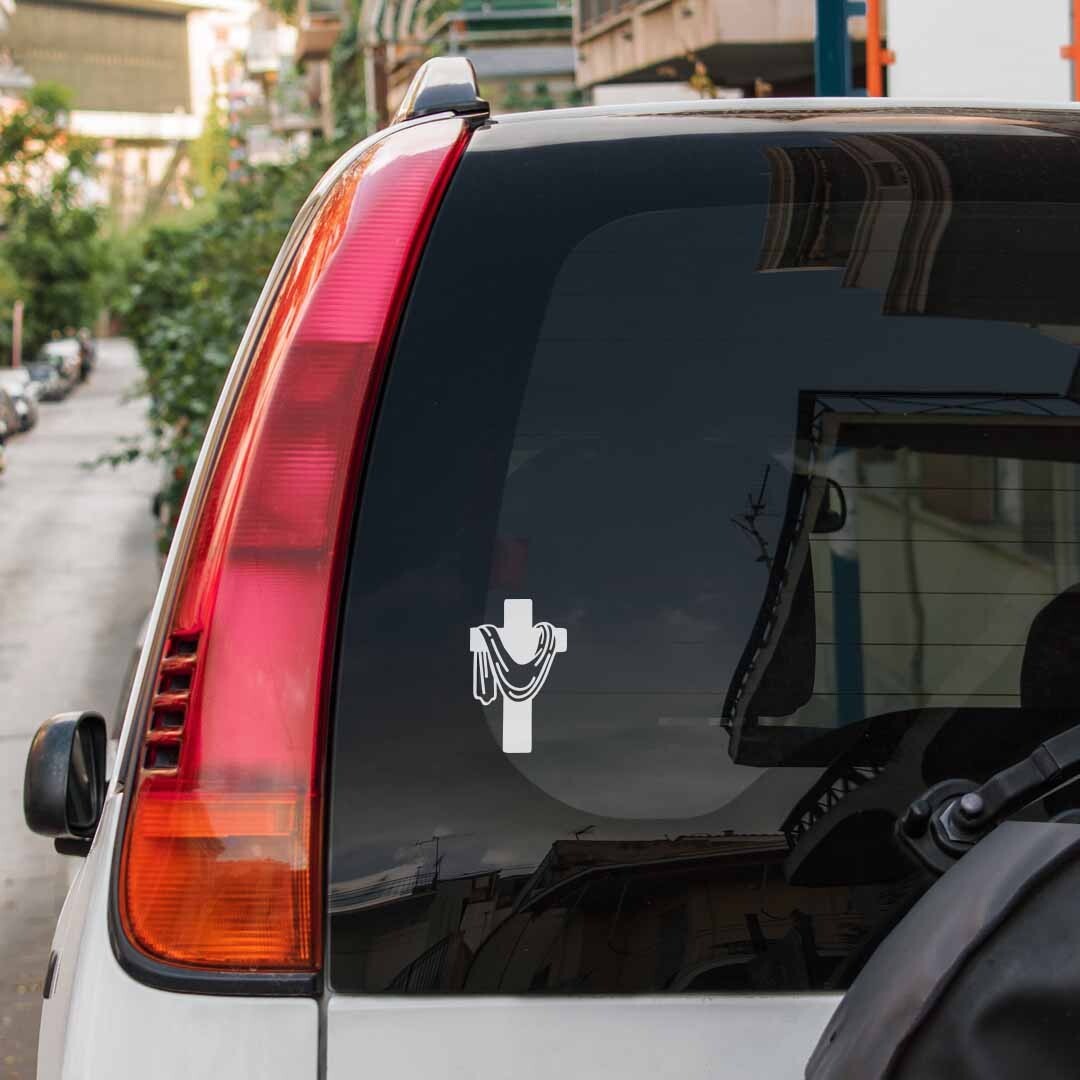 Cross |Jesus's Cloth | Christian | Vinyl Sticker |Decal for Window|Laptop|Car