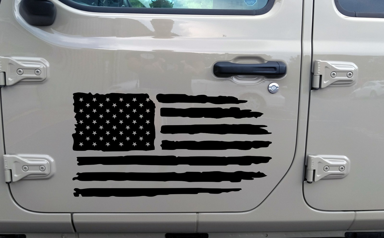 Distressed American Flag Decal – Matte Black Vinyl Sticker – Large Custom Sizes