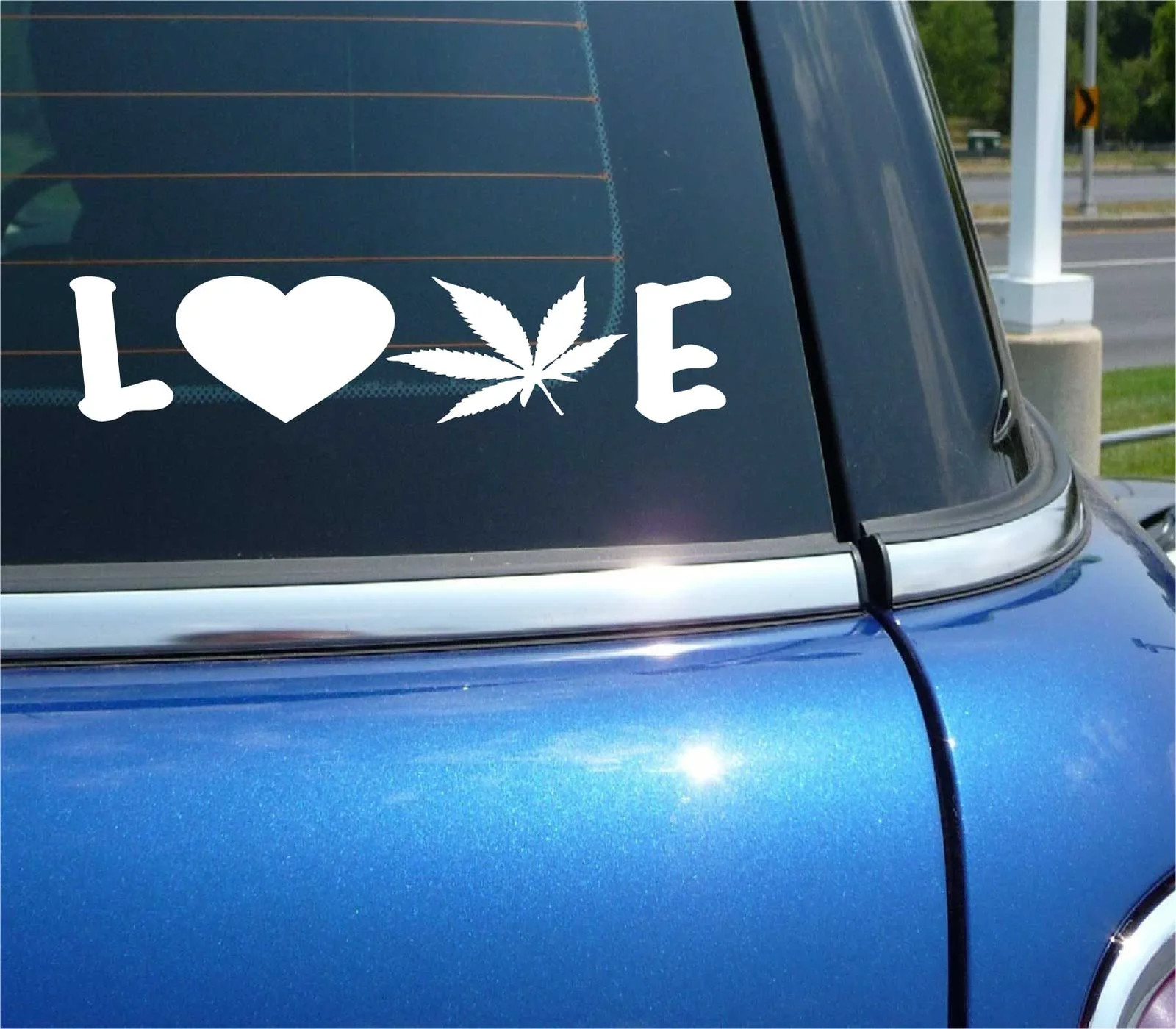 LOVE MARIJUANA DECAL STICKER HEART LEAF FUNNY GRAPHIC THC MEDICAL CAR TRUCK