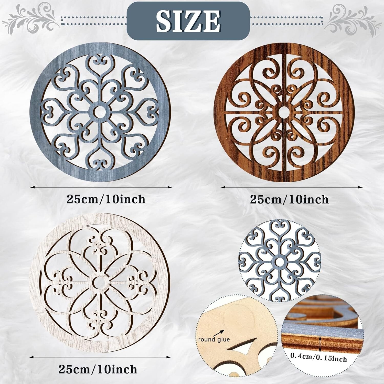 Set of 3 Rustic Wood Wall Decor for Living Room & Bedroom – Vintage Style